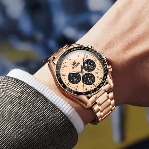 Olevs Montre Homme Chronographe Amiens | Or Rose