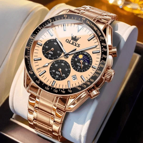 Olevs Montre Homme Chronographe Amiens | Or Rose