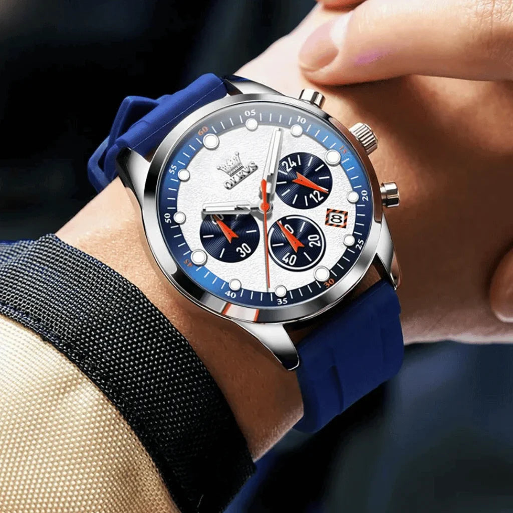 Olevs Montre Homme Sportive Marseille | Bleue